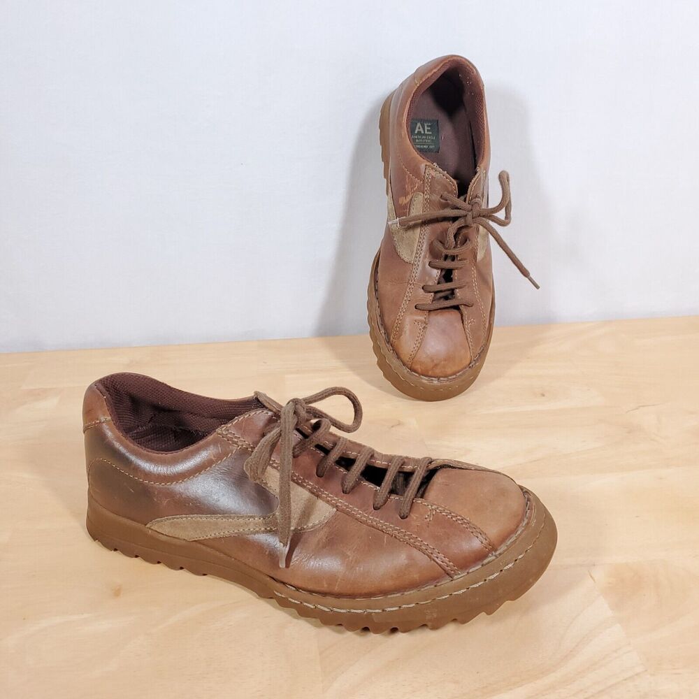 American Eagle Y2K Leather Oxford Shoes Men's Sz 8 EU 41 Brown Lace Up Womens 10